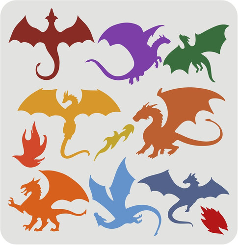 Drachen schablone 30x30cm - drachen,