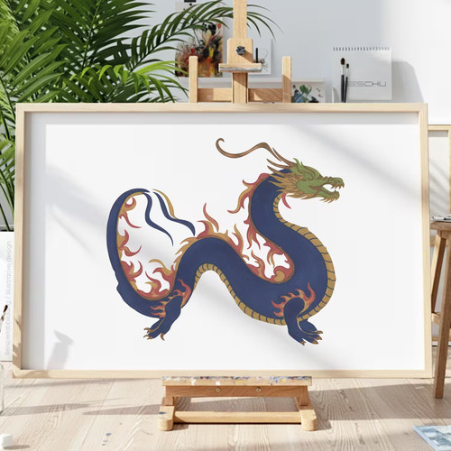 Drache fabelwesen schablone - v5,