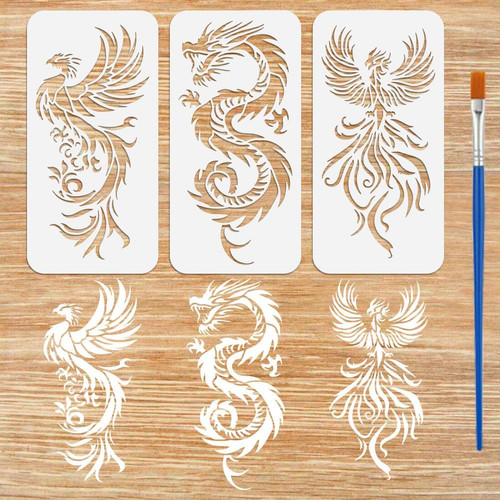 Drachen phönix schablonen set - schablonen,