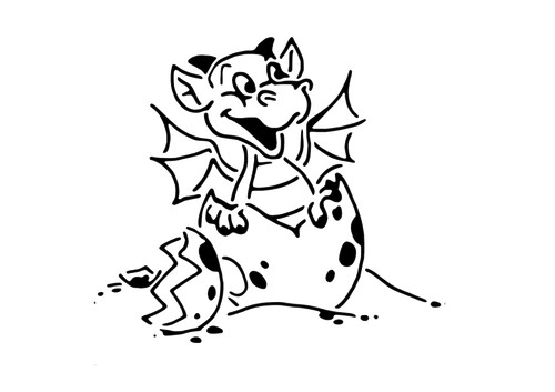 Schablone lustiger drache - schablone,