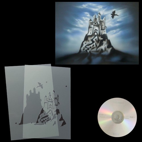 Schablone burg mit drache - burg,