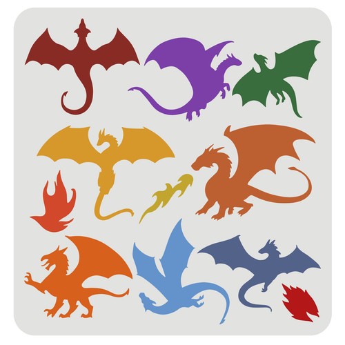 Drachen schablone 30x30cm - drachen,